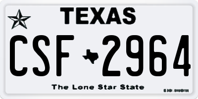 TX license plate CSF2964