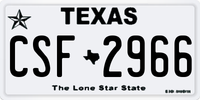 TX license plate CSF2966