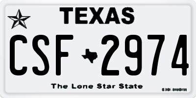 TX license plate CSF2974