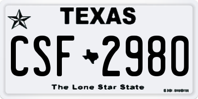 TX license plate CSF2980