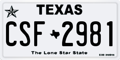 TX license plate CSF2981