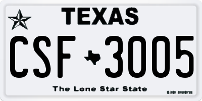 TX license plate CSF3005