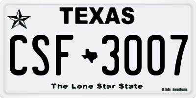 TX license plate CSF3007
