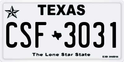 TX license plate CSF3031