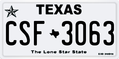 TX license plate CSF3063
