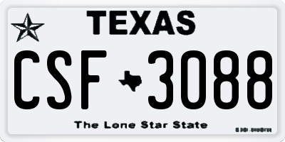 TX license plate CSF3088