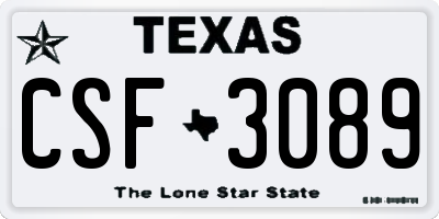 TX license plate CSF3089