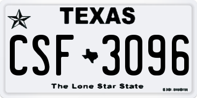 TX license plate CSF3096