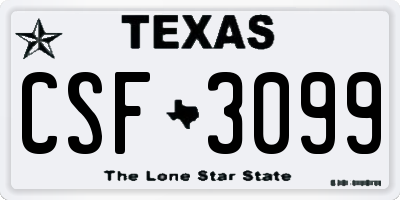 TX license plate CSF3099