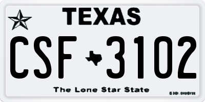 TX license plate CSF3102