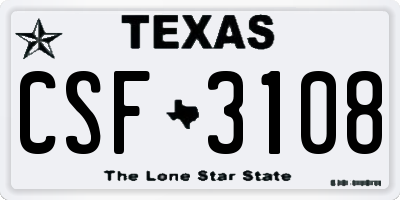 TX license plate CSF3108