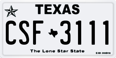 TX license plate CSF3111