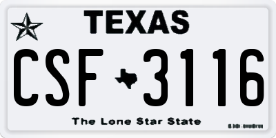 TX license plate CSF3116