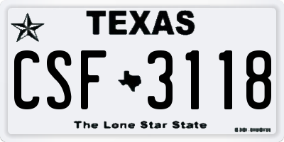 TX license plate CSF3118