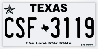 TX license plate CSF3119