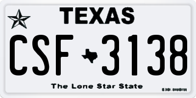 TX license plate CSF3138