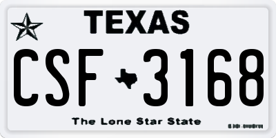 TX license plate CSF3168
