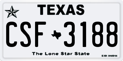 TX license plate CSF3188