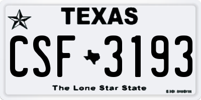TX license plate CSF3193