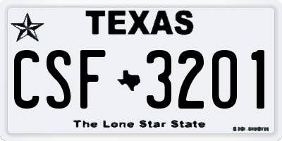 TX license plate CSF3201