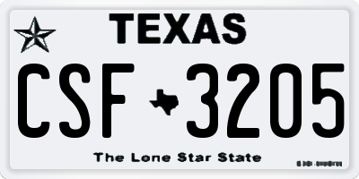 TX license plate CSF3205