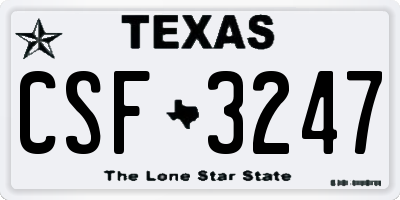 TX license plate CSF3247
