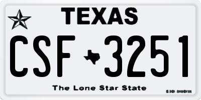 TX license plate CSF3251