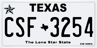 TX license plate CSF3254