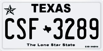 TX license plate CSF3289