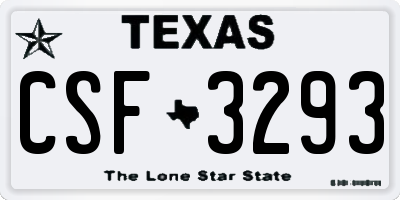TX license plate CSF3293