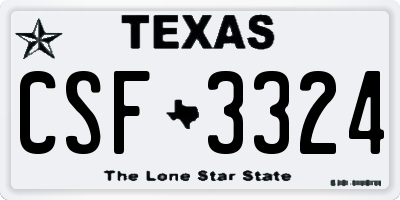 TX license plate CSF3324