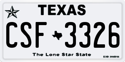 TX license plate CSF3326