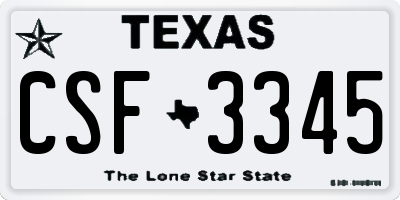 TX license plate CSF3345