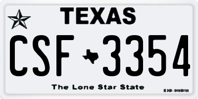 TX license plate CSF3354