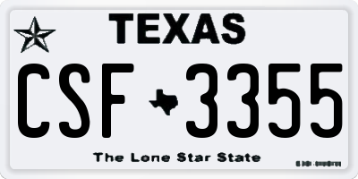 TX license plate CSF3355