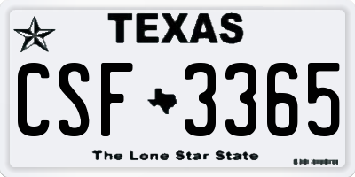 TX license plate CSF3365