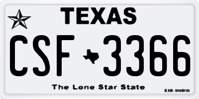 TX license plate CSF3366