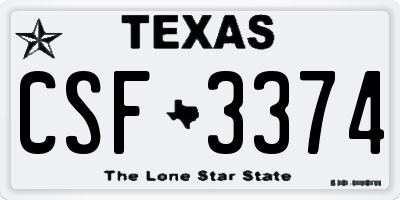 TX license plate CSF3374