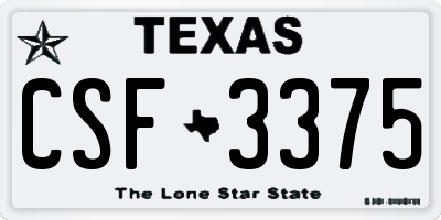TX license plate CSF3375