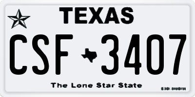 TX license plate CSF3407