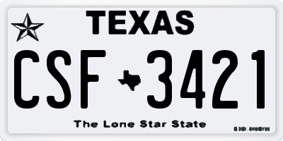 TX license plate CSF3421