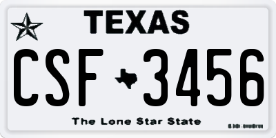 TX license plate CSF3456