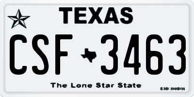 TX license plate CSF3463
