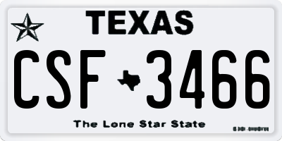 TX license plate CSF3466