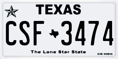 TX license plate CSF3474
