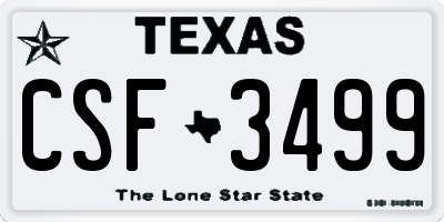 TX license plate CSF3499