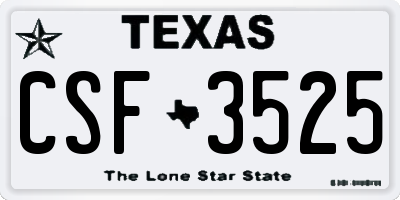 TX license plate CSF3525