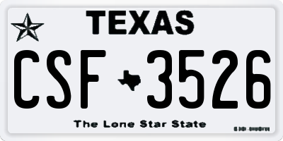 TX license plate CSF3526