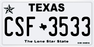 TX license plate CSF3533
