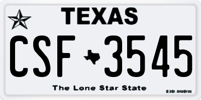 TX license plate CSF3545